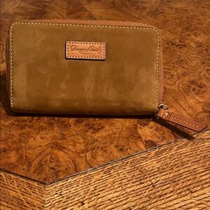 Dooney & Bourke Tan Suede Zip Wallet